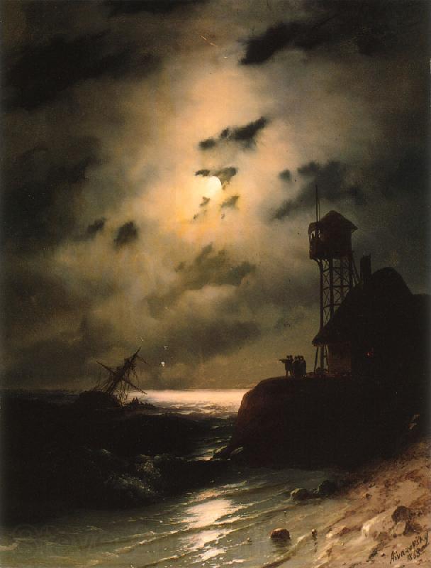 Ivan Aivazovsky Moonlit Seascape With Shipwreck Norge oil painting art